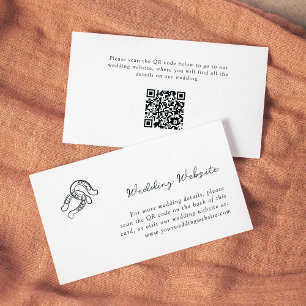 Minimalist Horseshoe Wedding Website QR Code Enclosure Card
