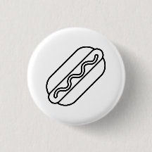 Minimalist Hot Dog Button. Funny Line Art Food Pin