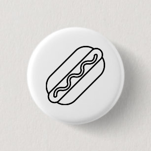 Minimalist Hot Dog Button. Funny Line Art Food Pin