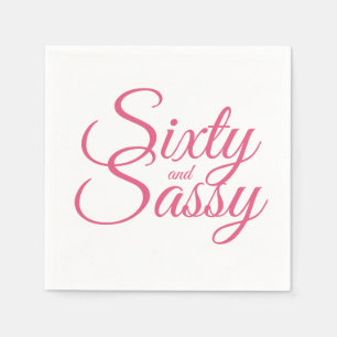 Minimalist Hot Pink and Sassy 60th Birthday  Napkin