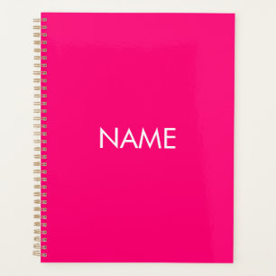 Minimalist hot pink custom year text monogram planner