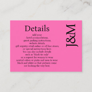 Minimalist Hot Pink Magenta Enclosure Details Card