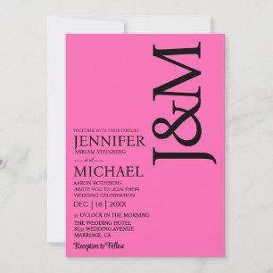 Minimalist Hot PInk Magenta QR Code Wedding Invitation