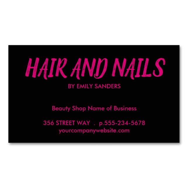 Minimalist / Hot Pink Magnetic Business Card (Front)