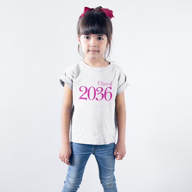 Minimalist Hot Pink School Class T-Shirt (Hot Pink Typography - White Tee)