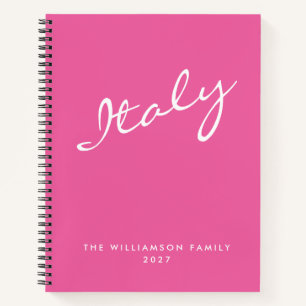 Minimalist Hot Pink Script Personalised Travel Notebook