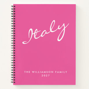 Minimalist Hot Pink Script Personalised Travel Notebook