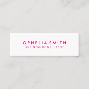 Minimalist Hot Pink Text Mini Business Card