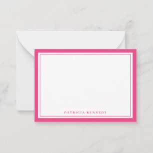 Minimalist Hot Pink Two Border Name Personalised Card