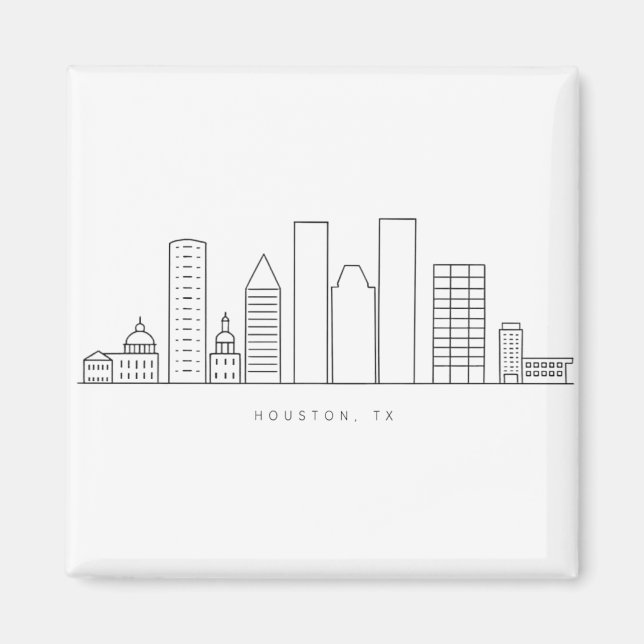 Minimalist Houston City Skyline Illustration Magnet (Front)