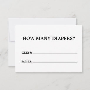 Minimalist how many diapers Baby showr game Card