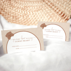 Minimalist How Many Gummy Bears Baby Shower Game Enclosure Card