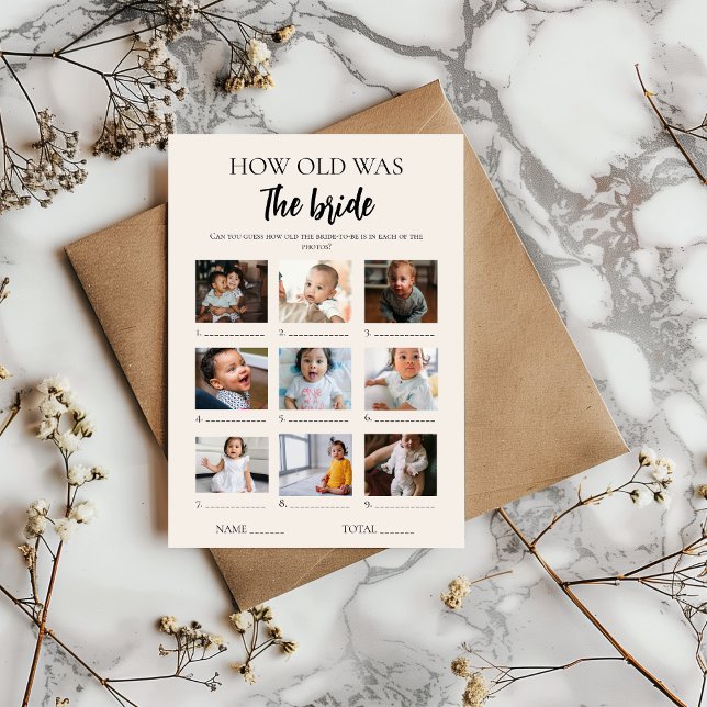 Minimalist How Old Was Bride Bridal Shower Card (Creator Uploaded)