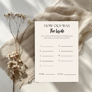 Minimalist How Old Was Bride Bridal Shower Card