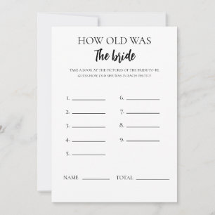 Minimalist How Old Was Bride Bridal Shower Card