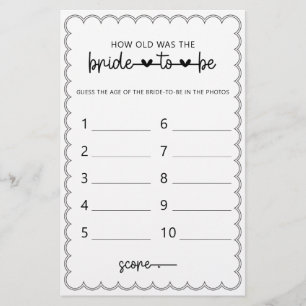Minimalist How old was the bride shower game flyer