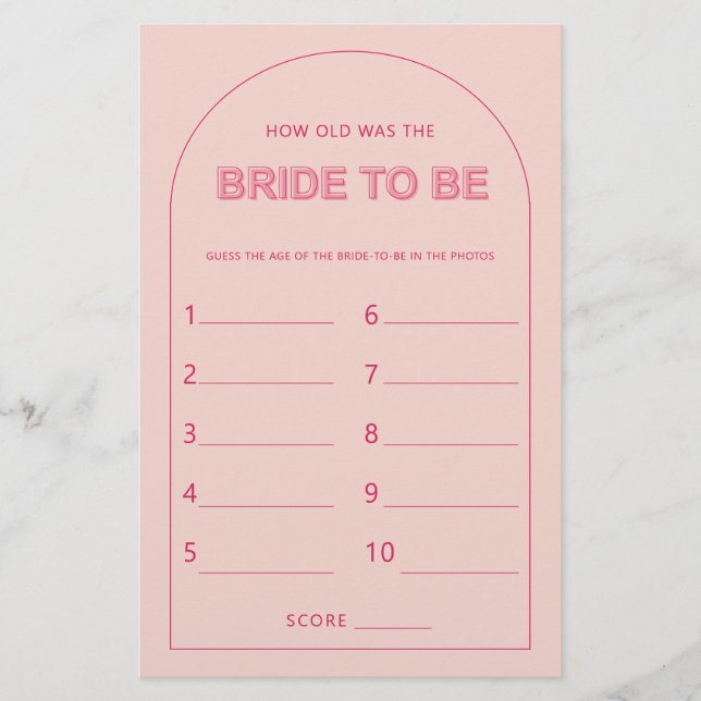 Minimalist How old was the bride shower game Flyer (Front)