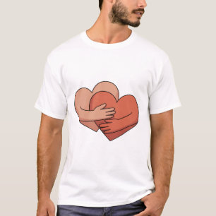 Minimalist Hugging Hearts Love Shirt – Cute Couple
