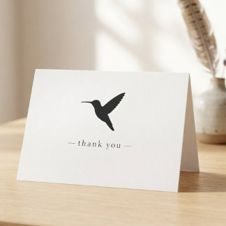 Minimalist Hummingbird Botanical Thank You Card