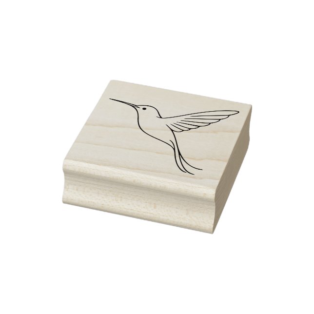 Minimalist Hummingbird Line Art in Flight Rubber Stamp (Stamp)