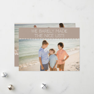Minimalist Humorous Nice List Kids Two-Photo  Holiday Card