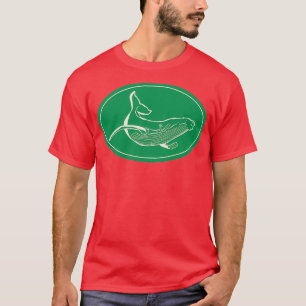 Minimalist Humpback Whale Green and White T-Shirt