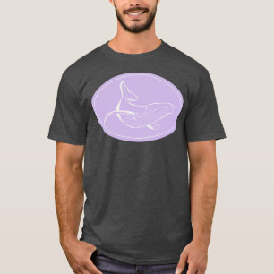 Minimalist Humpback Whale Lavender and White T-Shirt