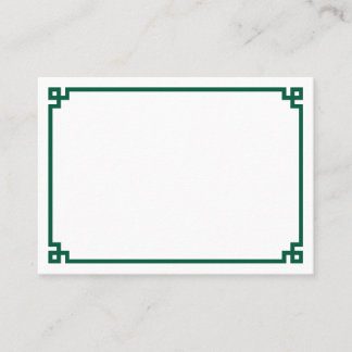 Minimalist Hunter Green Greek Key Border Wedding Place Card