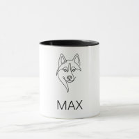 Minimalist Husky Face Line Art | Custom [Pet Name