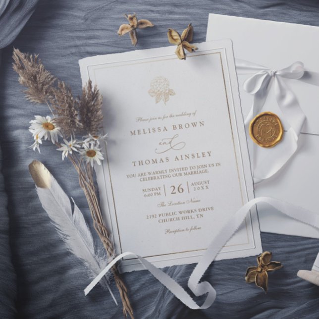 Minimalist Hydrangea Bloom Rustic Elegant Wedding Invitation (Creator Uploaded)