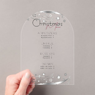 Minimalist Hygge Black White Christmas Party Menu Acrylic Invitations