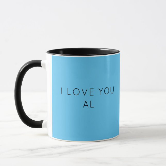 Minimalist I Love You Mug – Custom Name Cup  (Left)
