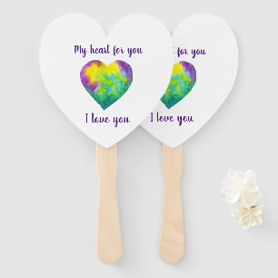 Minimalist I love you rainbow Valentine's Day Hand Fan