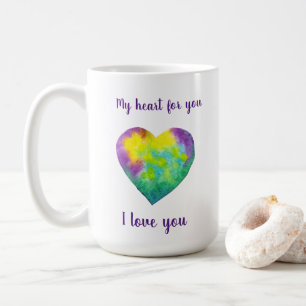 Minimalist I love you rainbow watercolor heart    Coffee Mug