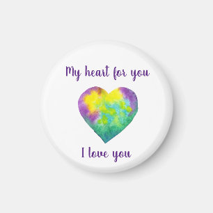 Minimalist I love you rainbow watercolor heart     Magnet