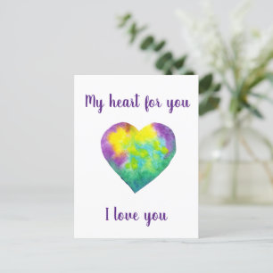 Minimalist I love you rainbow watercolor heart     Postcard