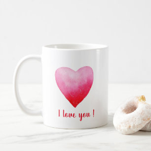 Minimalist I love you red watercolor heart Coffee Mug
