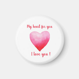 Minimalist I love you red watercolor heart Magnet