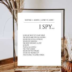 Minimalist I Spy Wedding Reception Guest Game Poster