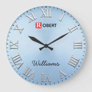 Minimalist Ice Blue Large Clock
