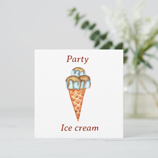 Minimalist Ice cream Party   Thank You Card (Standing Front)