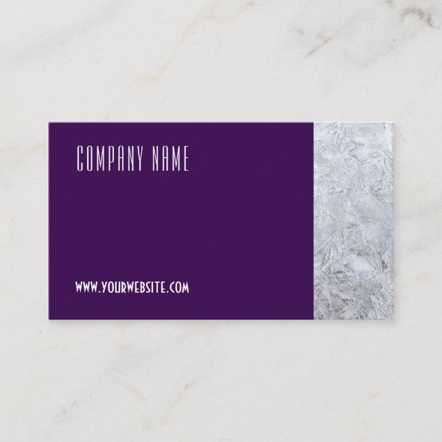 Minimalist ice photography QR purple Business Card (Front)