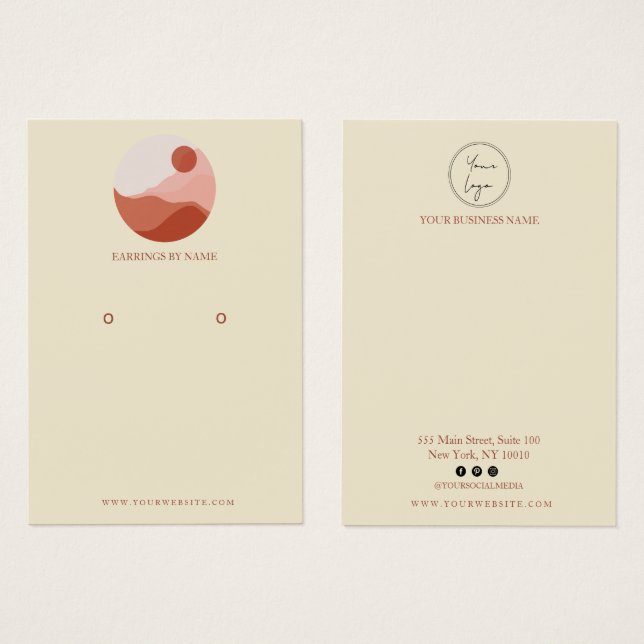 Minimalist Illustration Earring Display Card (Front & Back)