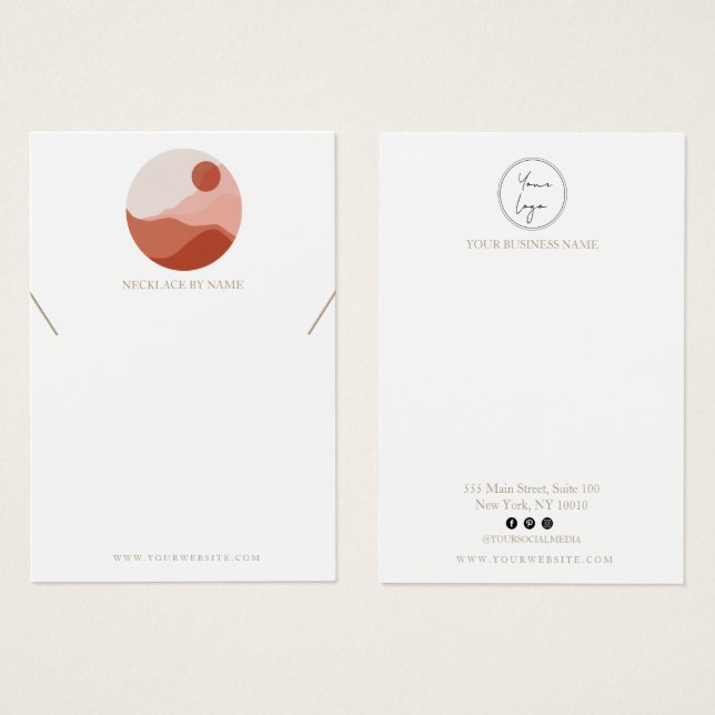 Minimalist Illustration Necklace Display Card (Front & Back)