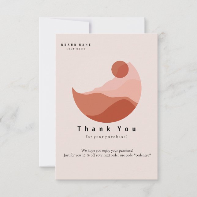 Minimalist Illustration Thank You Business Card (Front)