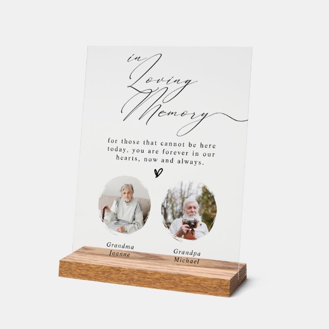 Minimalist  In Loving Memory 2 Photos Wedding Sign (Angle)
