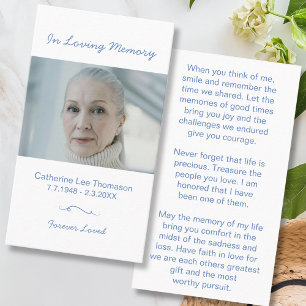 Minimalist In Loving Memory Photo Prayer Card