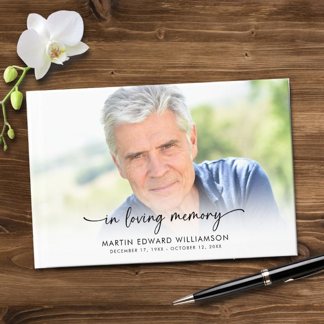 Minimalist In Loving Memory Photo Script Funeral Guest Book (Creator Uploaded)