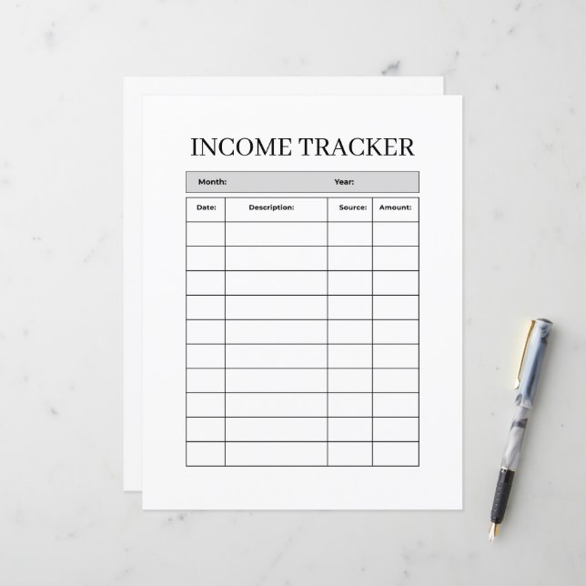 Minimalist Income Tracker FLYER (Front/Back In Situ)