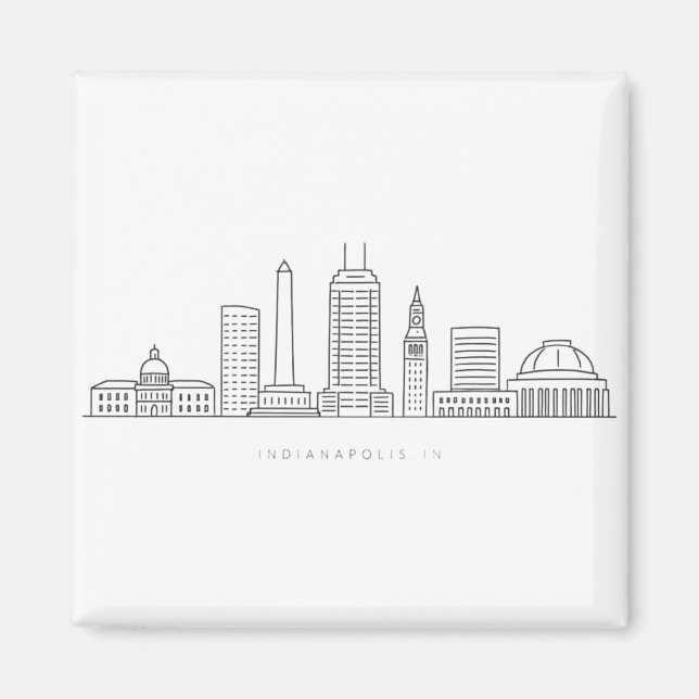 Minimalist Indianapolis Skyline Illustration Magnet (Front)